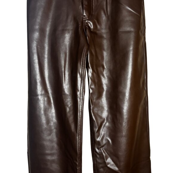 262. Abercrombie & Fitch Vegan Leather High-Rise Pants | Brown | Size 6S - Picture 4 of 4